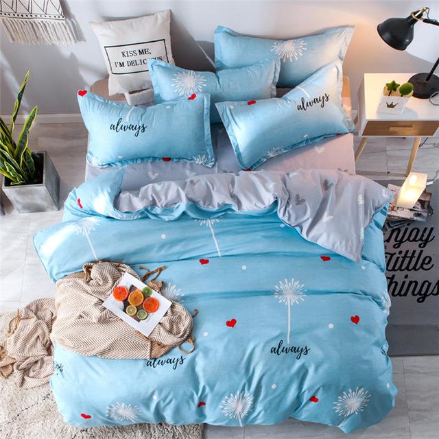 57 3/4pcs Pinkheart Bedding Set Super King Size Bed Linens Reactive Printing Duvet Cover Set Brief Style Home Bed Set Flat Sheet
