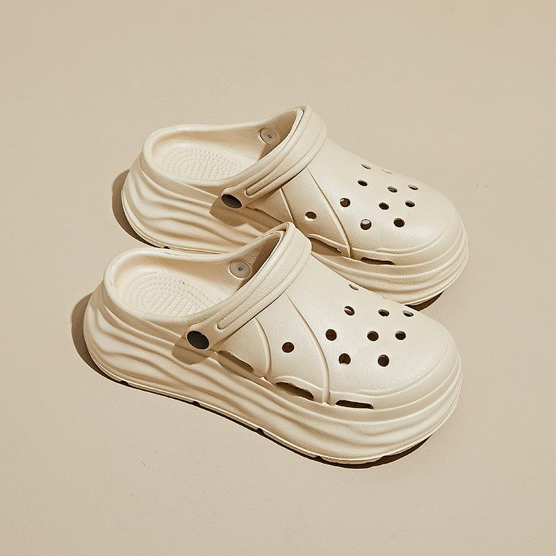 New Summer CH Women's Cave Shoes Bag Head Sandals Flat Bottom Half Smooth Thick Bottom Breathable Comfortable Casual Half Body