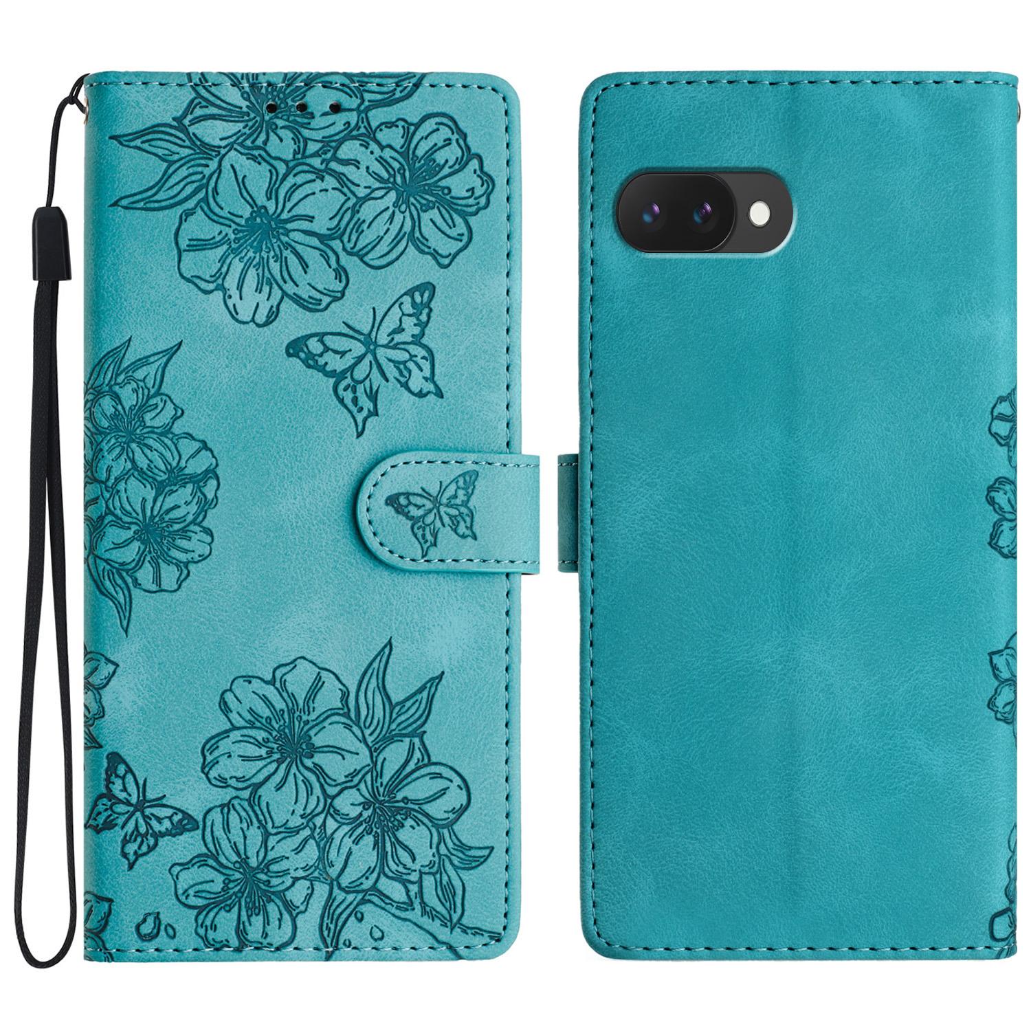 

Для Google Pixel 9a чехол бабочка цветок узор кожаный чехол для телефона Skin-Touch Green