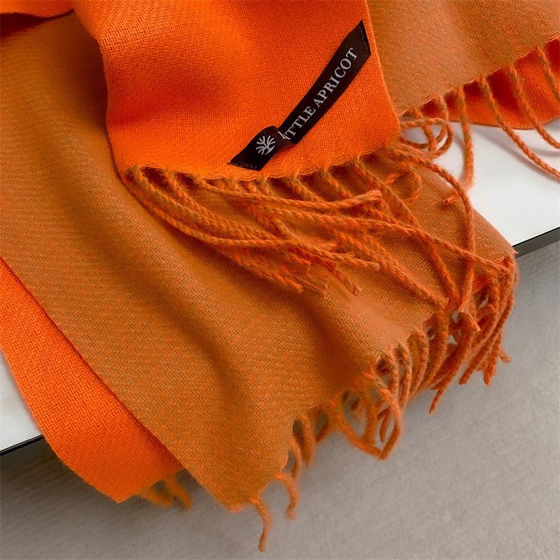 Double-sided Good Quality Solid Color Scarf Women's Winter Versatile Simple Long Shawl Earth Color Scarf