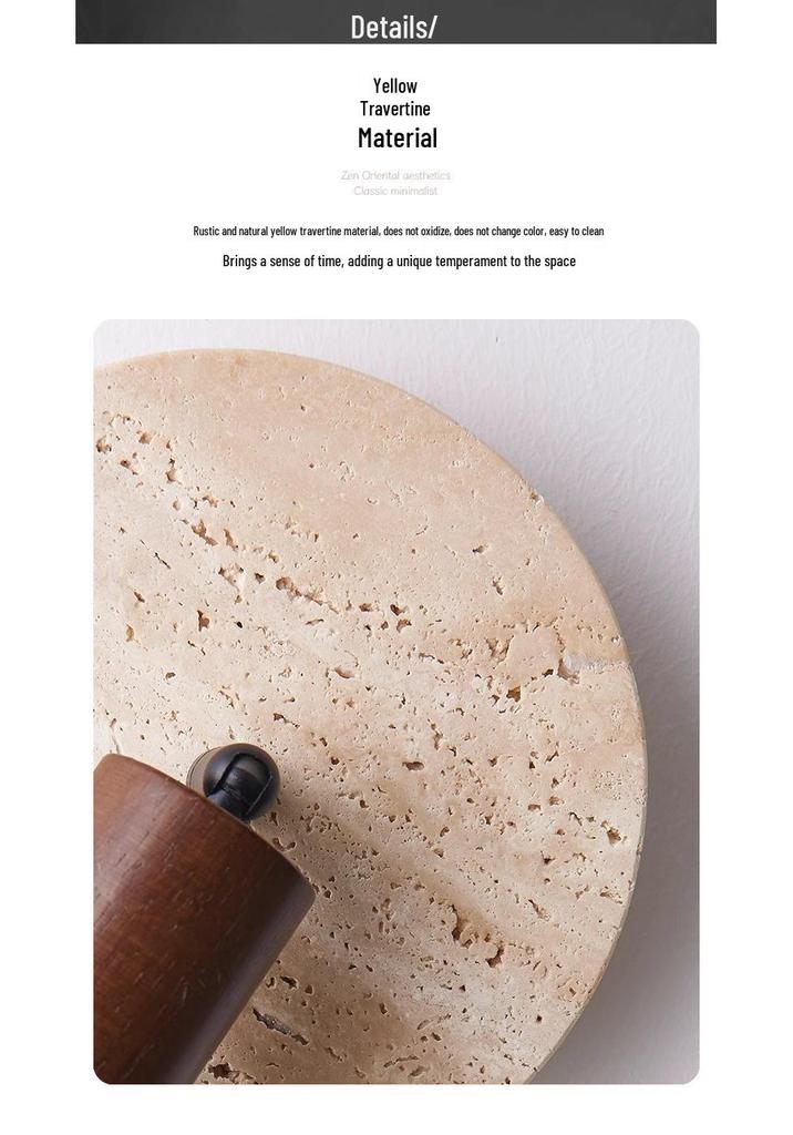 French Travertine Wabi-Sabi Wall Lamp – Retro American Style Bedside Reading Fixture