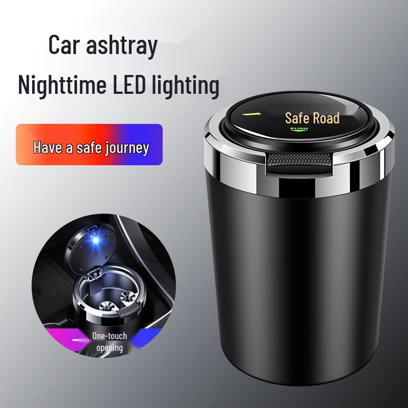 Dongfeng Car Ashtray: Stainless Steel, Flip-Top, Trendy Design