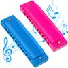 AMOR PRESENT Plastic Harmonicas for Kids and Toddlers, 2-Piece 10-Hole Translucent Harmonica with Case, Suitable for Professionals and Beginners
