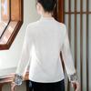 2025 Retro Chinese Frog Button Slimming Embroidered Long Sleeve Top for Middle-Aged and Elderly Mothers