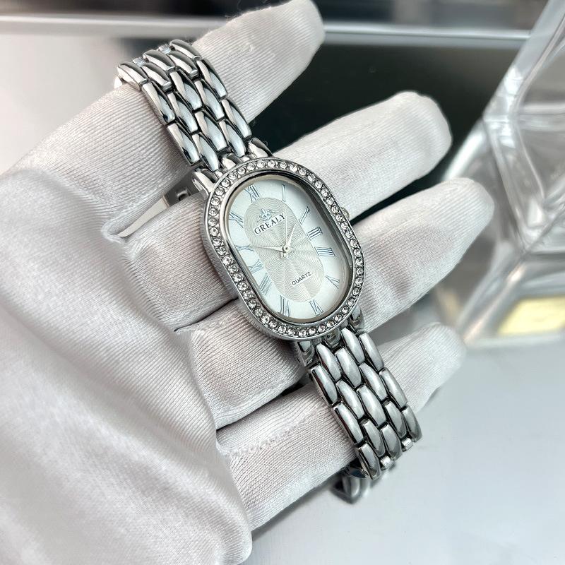 Men's Watch Oval Big Brand Diamond Women's Popular Quartz Watch