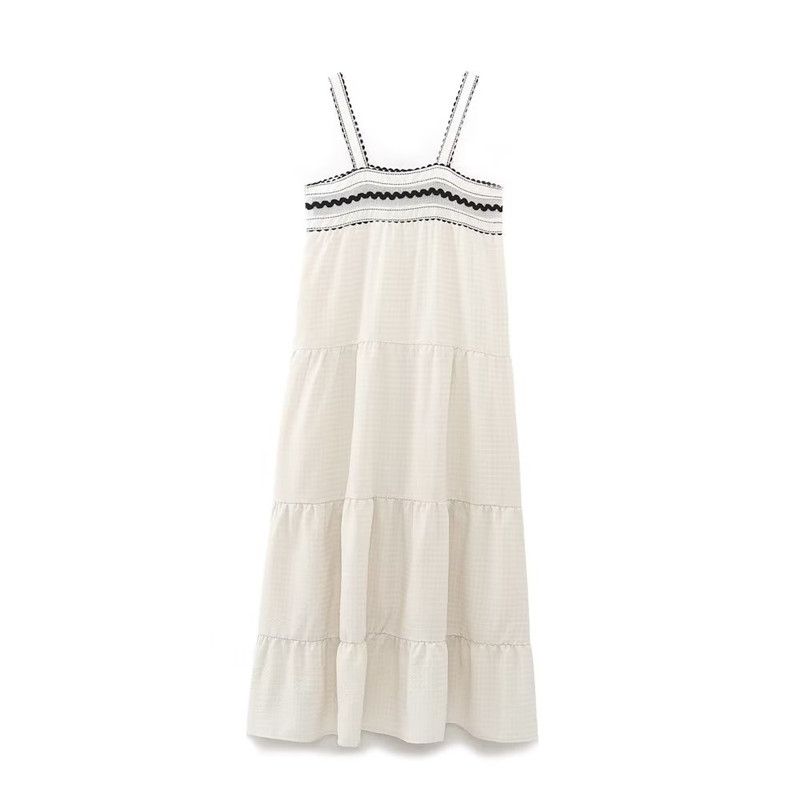 Fashion Style Summer Fashion Women's Wear Contrast Color Lace Patchwork Mid Length Long Length Sling Dress 5770223 712