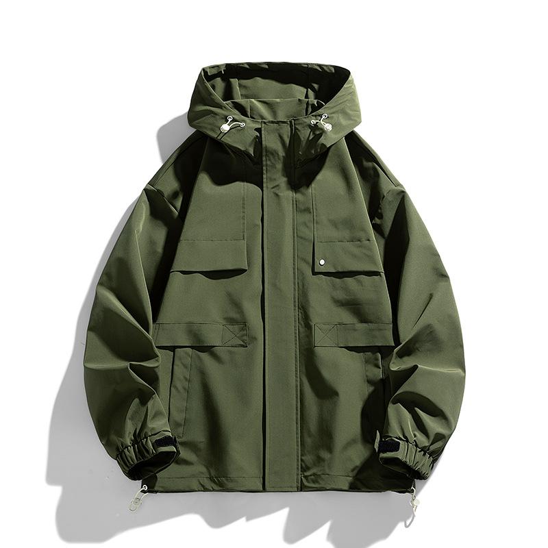 

Tooling Jacket Men s Spring and Autumn Loose Hooded INS Trendy Top Fat Plus Size Coat 3XL
