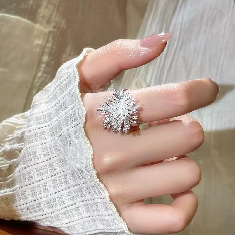 Silver Fireworks Ring: Unique, Luxury Design for Women, Perfect Index Finger Ring for 2026 New Year