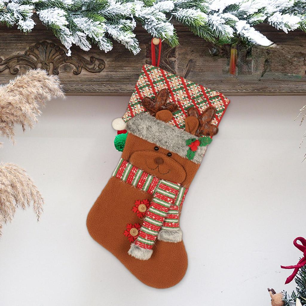 Stockings For Christmas 18.5 Inch Cute Stockings With 3D Pattern Reusable Christmas Goodie Bags For Kids Adults Candy Small Toys