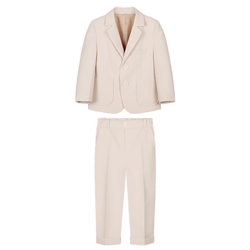 Boys' Solid Color Tuxedo Suit - Spring/Autumn British Style Blazer and Piano Performance Set