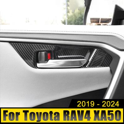 Pro Toyota RAV4 XA50 2019 2020 2024 2024 2024 2024 RAV 4 Hybrid ABS Carbon Kryt misky vnitřní kliky dveří auta Ozdobné samolepky
