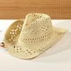 New Summer Outdoor Men Women Hand-woven Western Cowboy Paper Straw Hats Wide Brim Breathable Beach Jazz Cap Sun Protection Hat