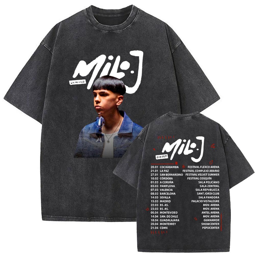 Gewaschenes Vintage Rapper Milo J La Vida Era Mas Corta Album Grafik T-Shirt Herren Damen Hip Hop Mode Popmusik T-Shirts Streetwear