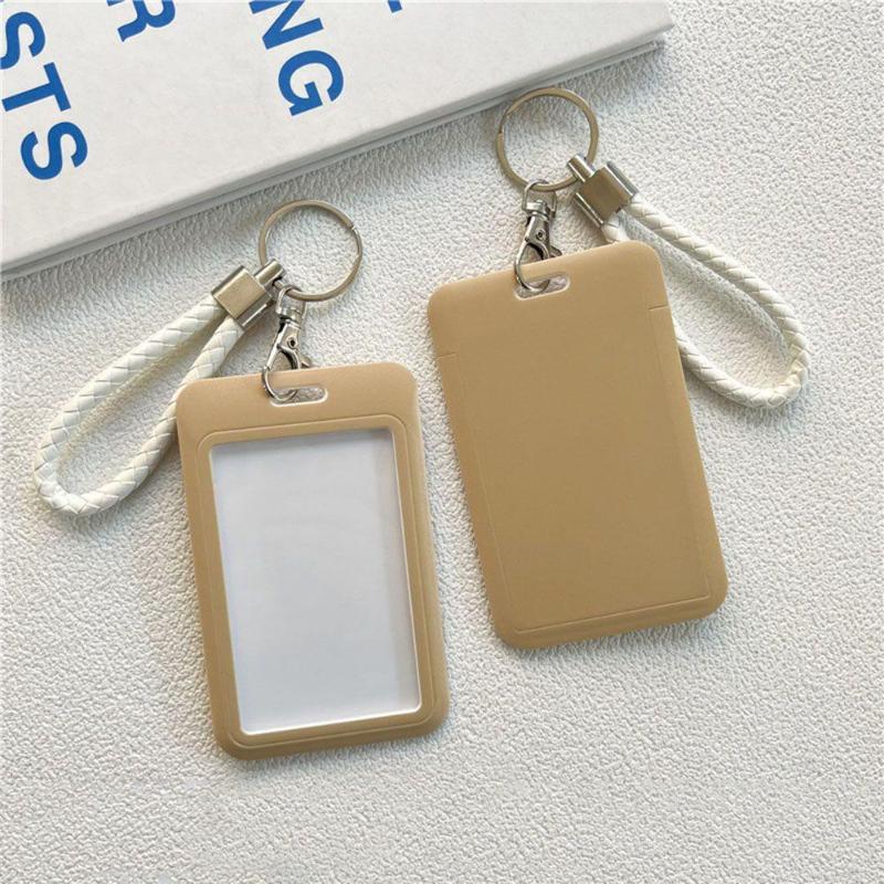 Multicolor Matte Plastic Id Card Holder Wrist Lanyard Scratch Resistant Shell For Students Office Workers Access Cards