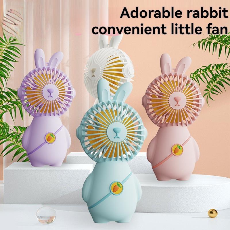 2024 hot creative cute bunny fan USB charging outdoor convenient mini fan with strong wind power