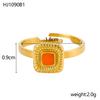 CARLIDANA New Arrival Stone Ring Jewelry Gold Plated Stainless Steel Square Natural Stone Open Adjustable Ring for Women