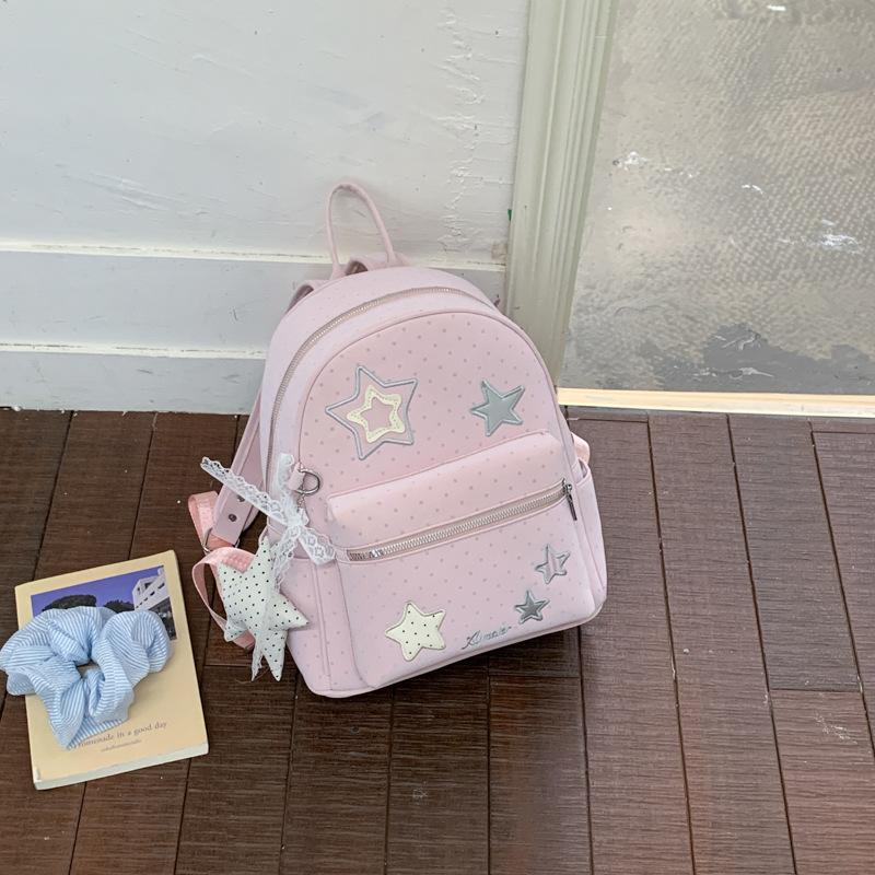 Schoolbag small schoolbag college style classic polka dot star backpack new Korean high value large capacity versatile backpack