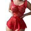 Mesh Transparent Heart Shaped Lace Up One Piece Lingerie Set Underwear