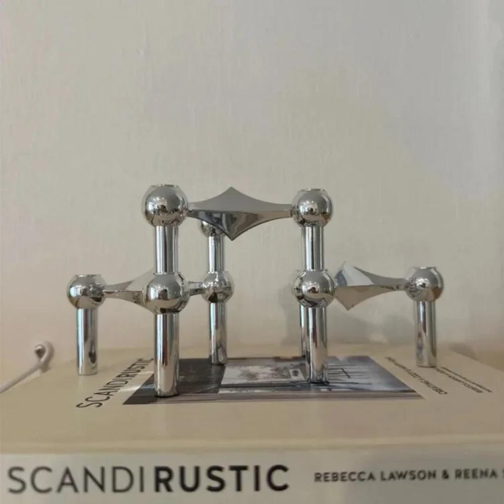 Nordic Candle Holder Metal Molecular Structure Triangle Candlestick Vintage Candle Stand  Gift