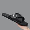 Men's Black One-Strap Flat Sandals - 2026 Summer High-End Fashion Beachwear