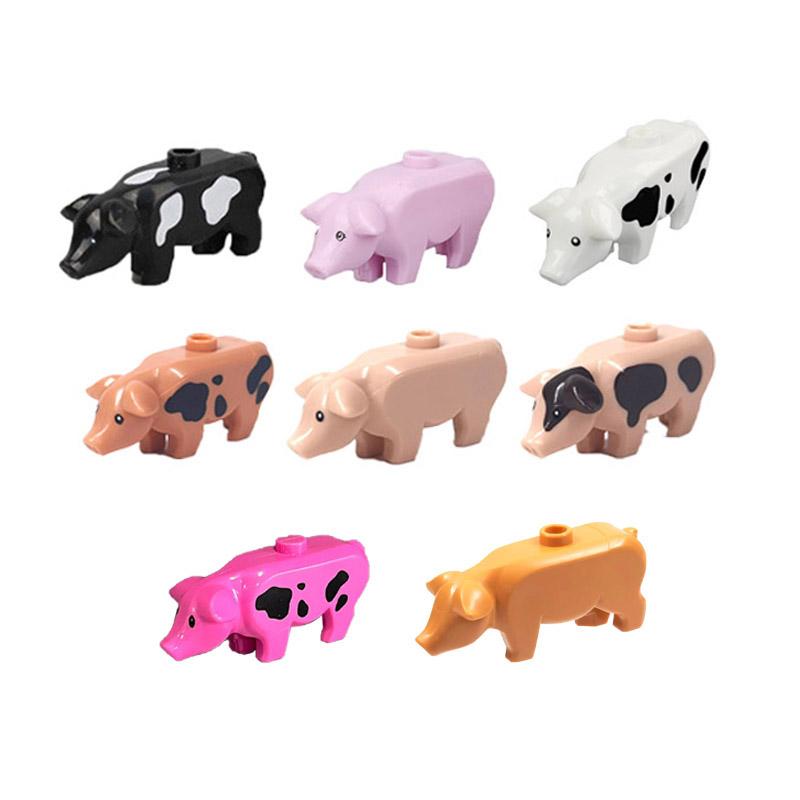 City Scene Accessories Animal Building Blocks Model Figures Farm Wolves Flamingos Pig Dog Gorillas Elephants Zoo Bricks Toy Gift