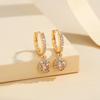 1 Pairs Copper Gold-Plated Earrings Round Fashion Tassel Earrings Versatile Zircon Earrings Earrings
