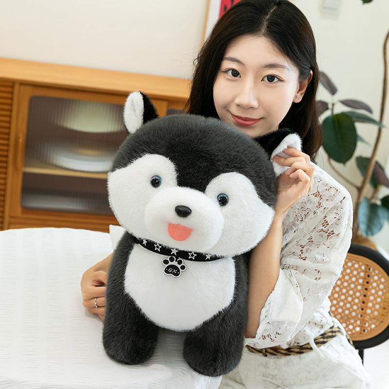 Fußleder Marke Erha Hund Plüschtier Kratzmaschine Kinderpuppe Heimdekoration Husky Geburtstagsgeschenk