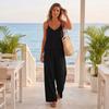 Women Summer Sleeveless V Neck Camisole Top Elastic Waist Wide Leg Pants Two Piece Set Casual Loose Fit