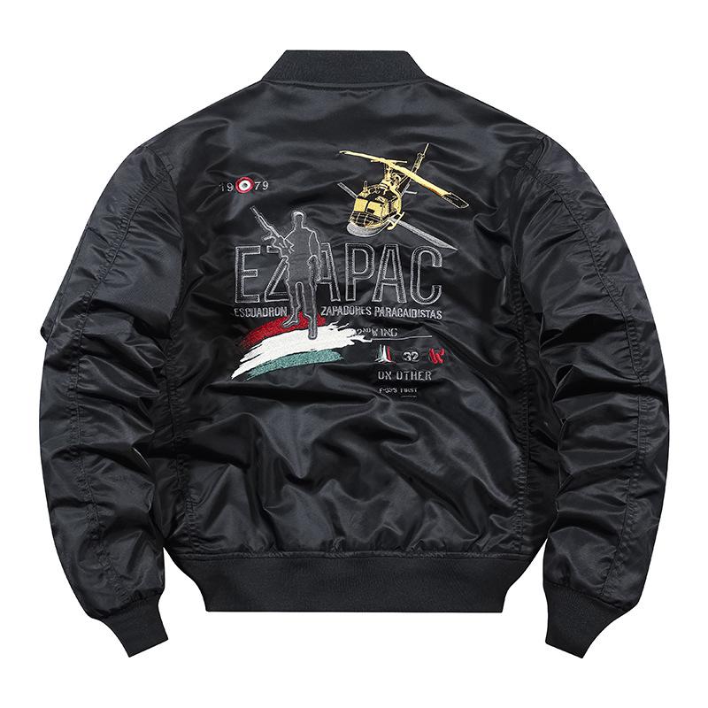 Air Force MA1 Pilot Jacket Men s Aircraft Embroidered Baseball Large Coat Work Trendy L чёрный