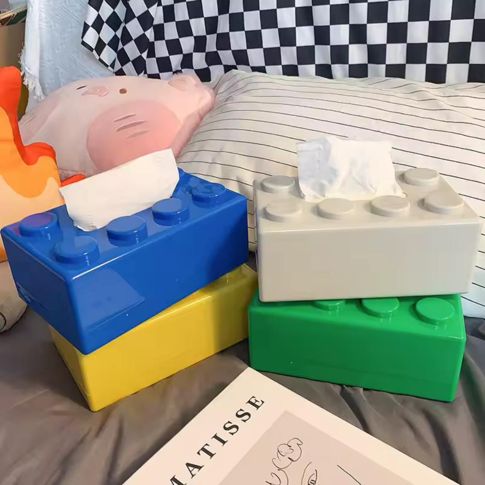 1 Building Block-shaped Tissue Boxmultifunctionalplastic Storage Box Vibrant Colors Wallmountable Or Tabletop Decorative Contain