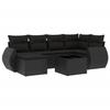 VidaXL Garden Lounge Set with Cushions 7 Pcs, Patio Sofas, Patio Furniture Set, Outdoor Furniture, Black 3254002