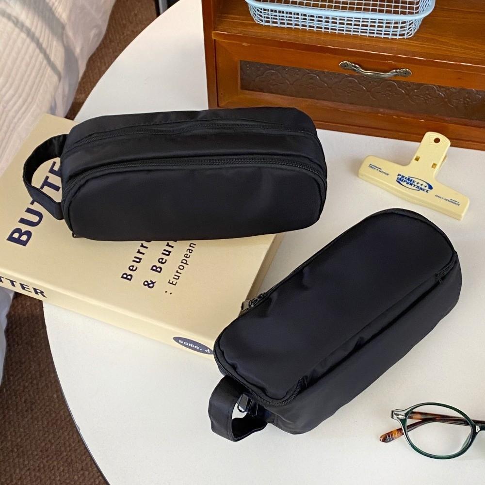 Desktop Storage Korean Stationery Bag Black Solid Color Pencil Pouch  Student