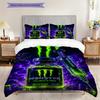 Set di tre pezzi Monster Energy Glow Vibrante(1 * copripiumino + 2 * federa, senza nucleo) Copripiumino e federa regalo di Natale compleanno