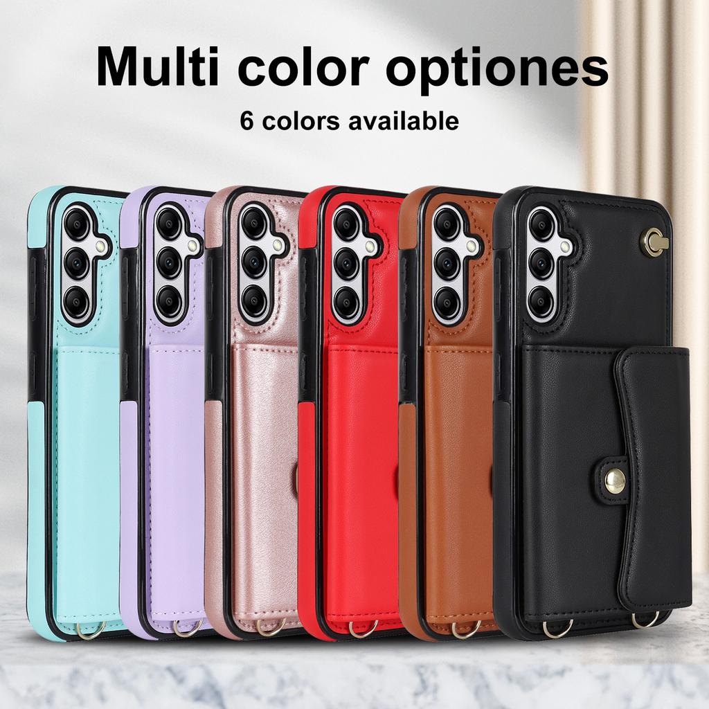 Crossbody Shoulder Strap Wallet Credit Card Solt Case for Samsung Galaxy A14 A54 A53 A73 A13 A52 S23 Ultra S22 Plus S21 Cover