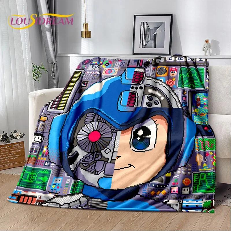 Retro Cartoon Rockman Mega Man Game Soft Flannel Blanket for Beds Bedroom Sofa Picnic,Throw Blanket for Outdoor Leisure Nap Gift