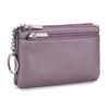 New first-layer cowhide simple women's zipper change bag three zippers large-capacity storage bag coin bag
