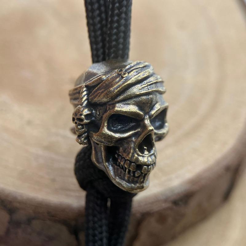 Pirate Skull Brass Knife Bead Outdoor Tool Pendant DIY Keychain Woven Bracelets Accessories Lanyard Charms