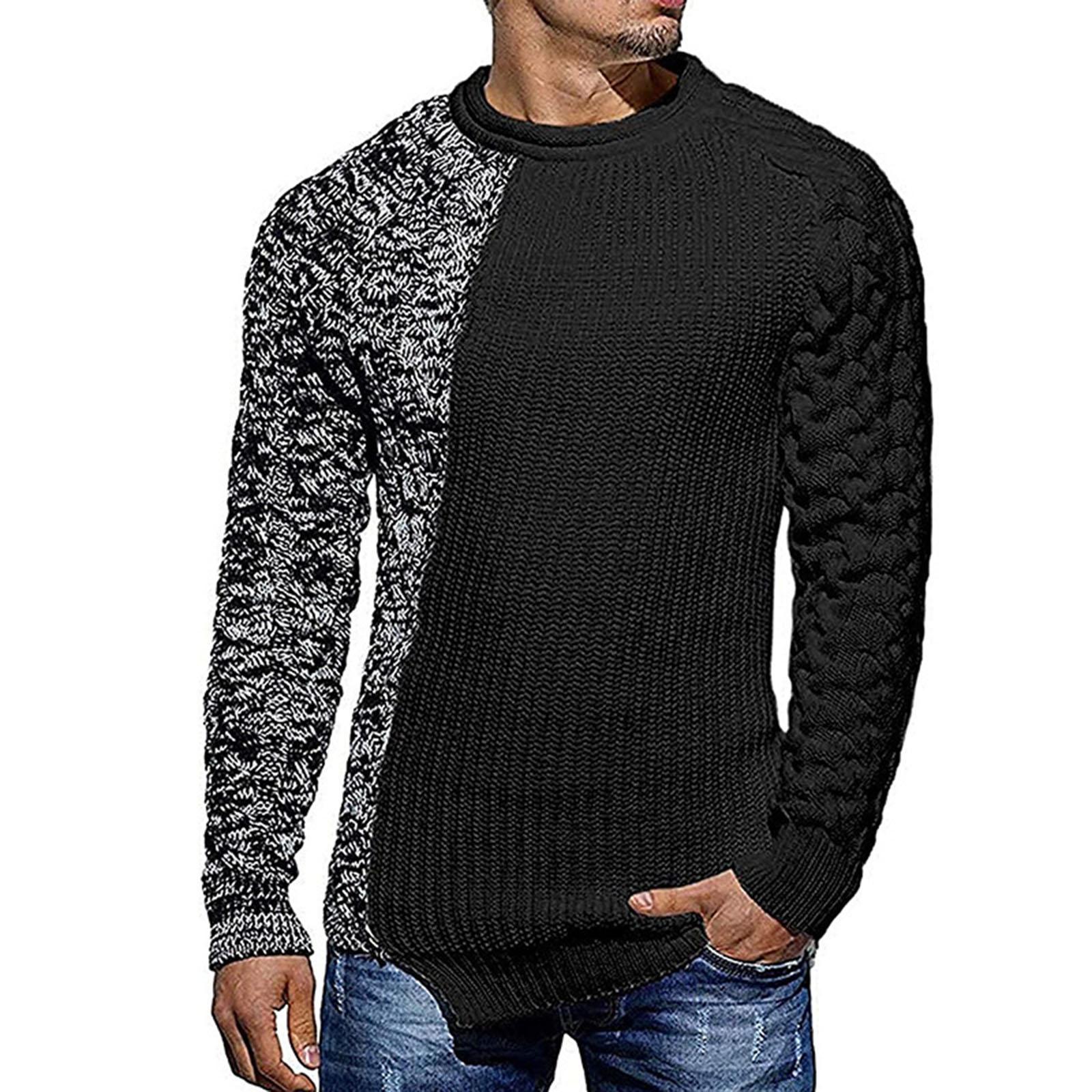 

Men s Texture Twisted Flower Process Round Neck Thickened Pullover Knitted Sweater Sweater XL чёрный