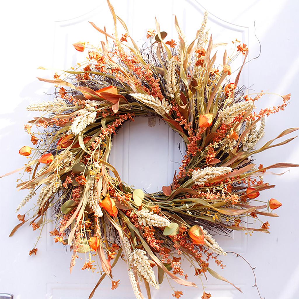 Decorative Wreath Outside Home Front Door Hanging Artificial Garland Thanksgiving Decoration 24in 62cm OD