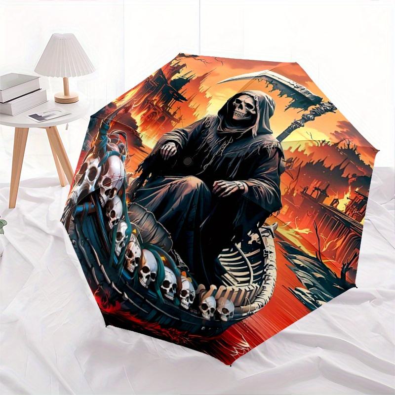 

1pc Death s Serene Journey Automatic Opening and Closing Folding - A Good Choice for Gifts, Fashionable and Convenient Umbrella With Cute Cartoon