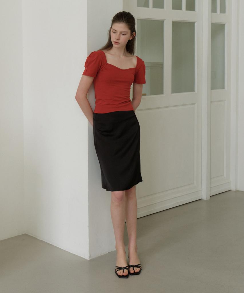 Riorg Gir Satin Midi Skirt Black