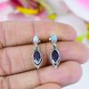 Natural Amethyst, Larimar Gemstone 925 Solid Sterling Silver Earring 1" Q3h07