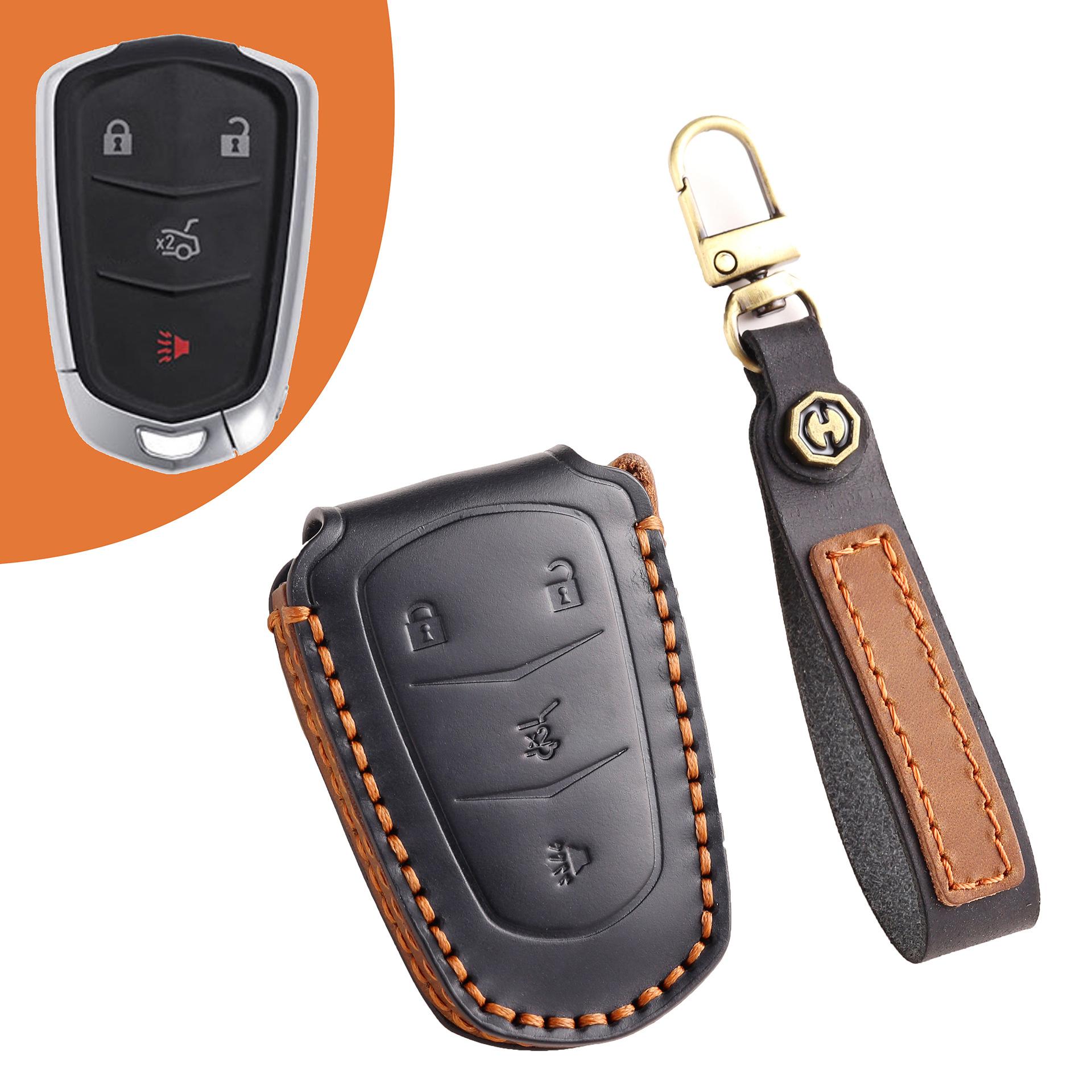 

Cadillac Xt4 Suitable For Car Key Cover Xt5 Leather Bag Xt6 Keychain All-Inclusive Handmade High-End
