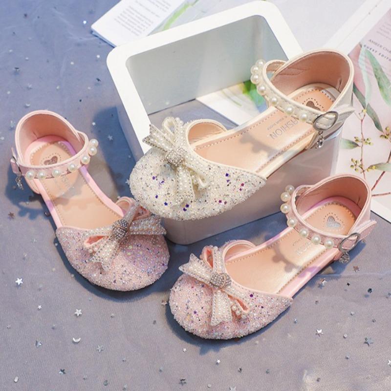 Summer Girls Bow Rhinestone Princess Sandals Fashion Casual Shoes for Little Big Kids