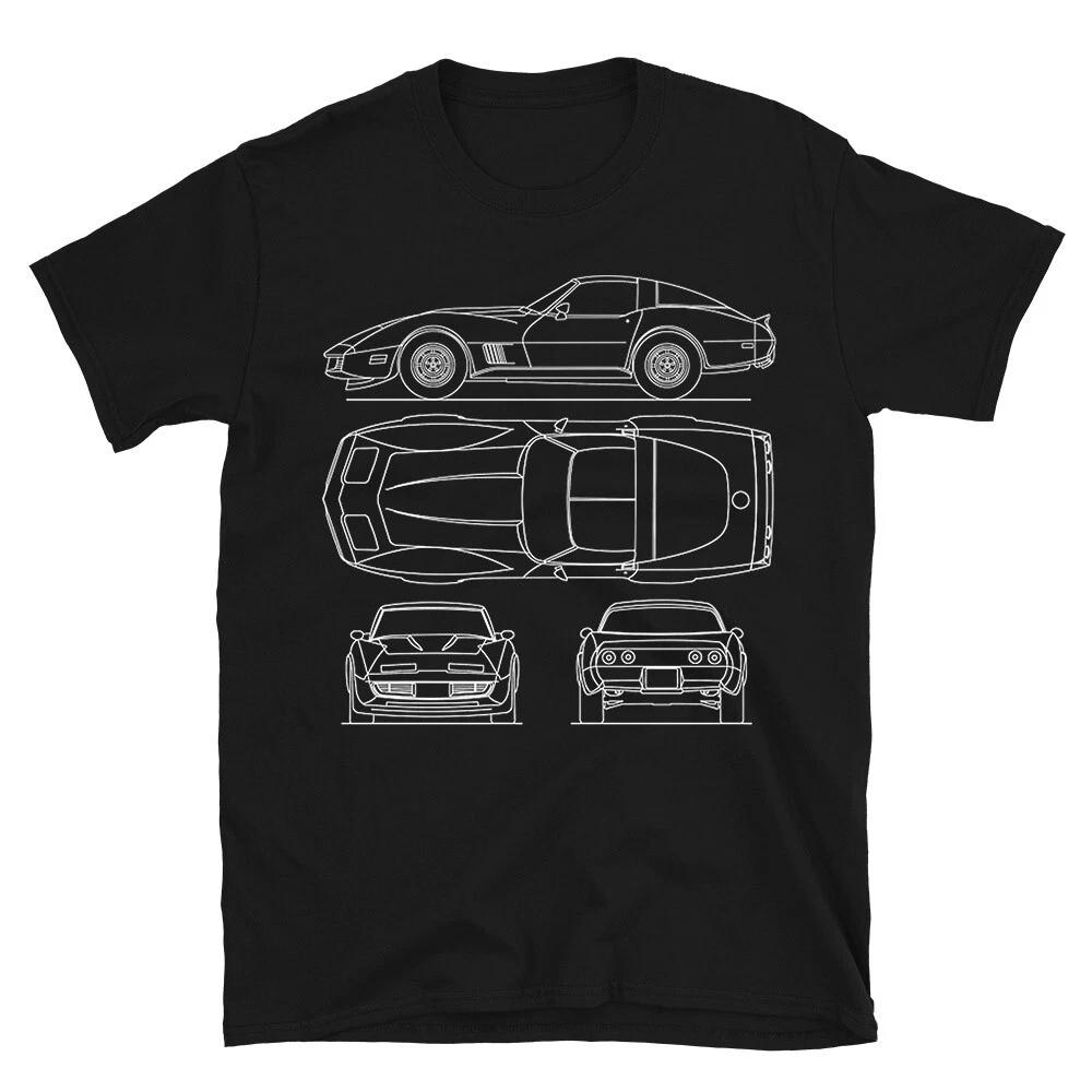 Chevy Vette C3 Stingray Blueprint Men's T-Shirt - Retro Roadster Tee for Men