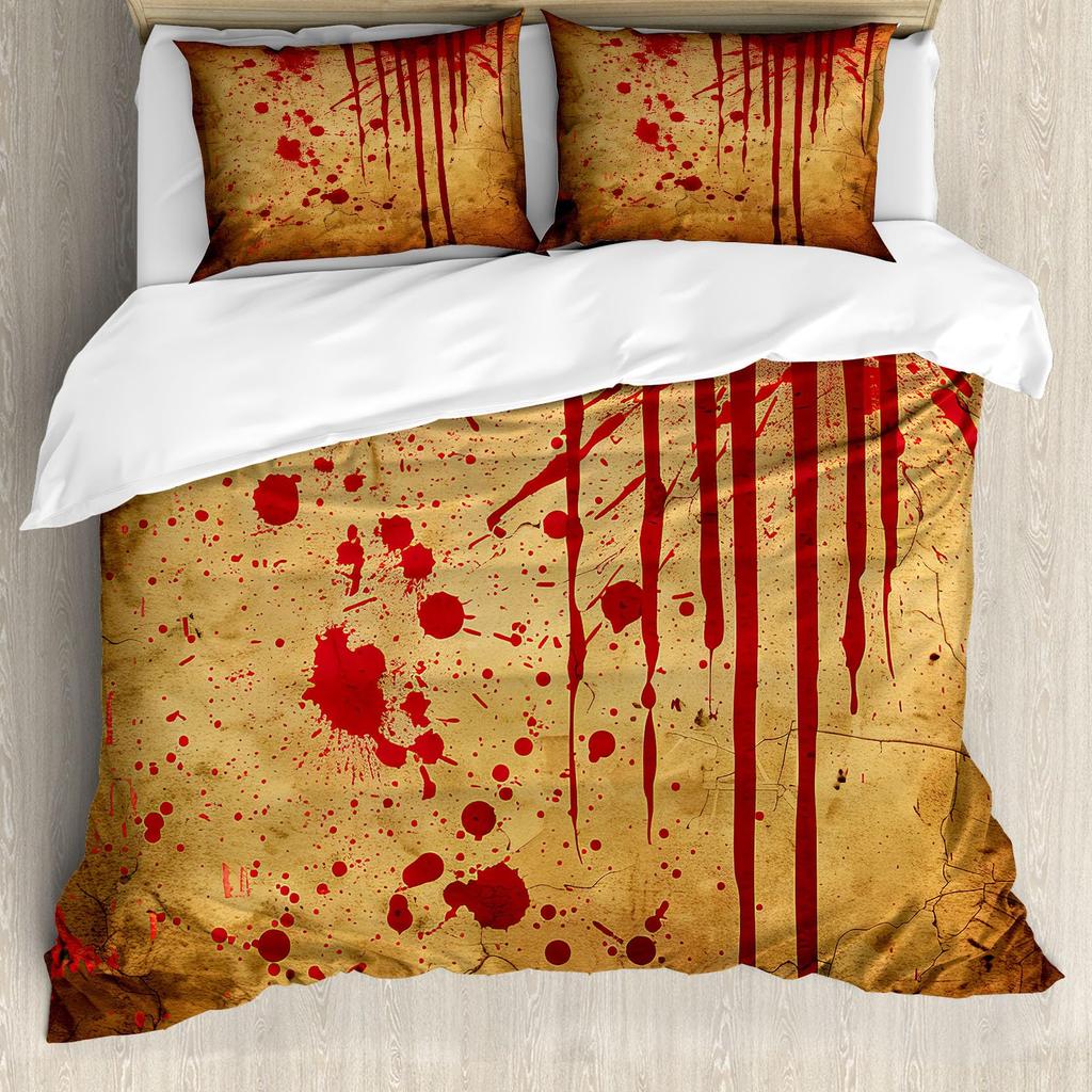 Halloween Duvet Cover Set, Spooky Carved Halloween Pumpkin Lantern Bat Bedding Set Single Twin Full Queen King Comforter Cover