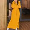 Women's Fashion Solid-color Long-sleeved Hooded And Fleece Long Sweatshirt