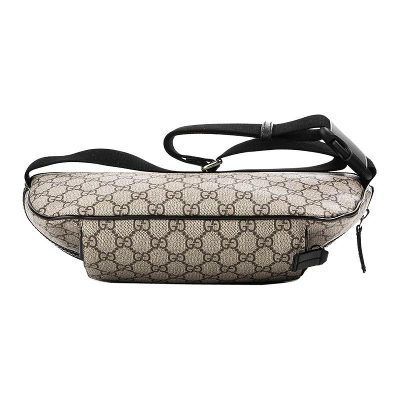 Gucci GG Supreme Adjustable Shoulder Strap Zipper Closure Canvas Canvas Bag Waist Bag Men's Light Brown