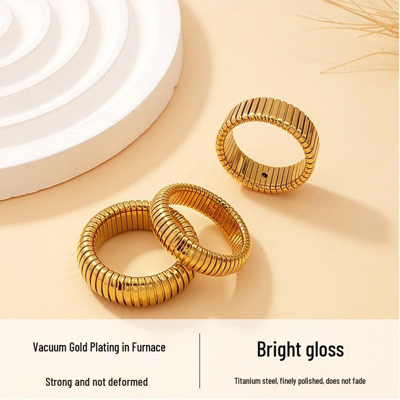 Elegant Gold-Plated Titanium Steel Ring for Women - Versatile Light Luxury Jewelry