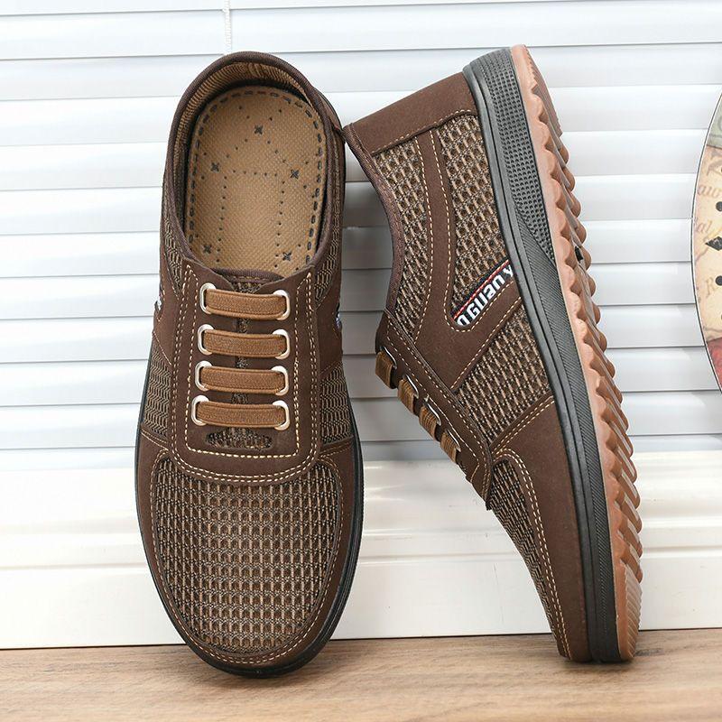 

Удобная мужская повседневная обувь, дышащая сетчатая летняя мужская обувь, новые нескользящие легкие туфли для мужчин, летние новые 44 темно-коричневого